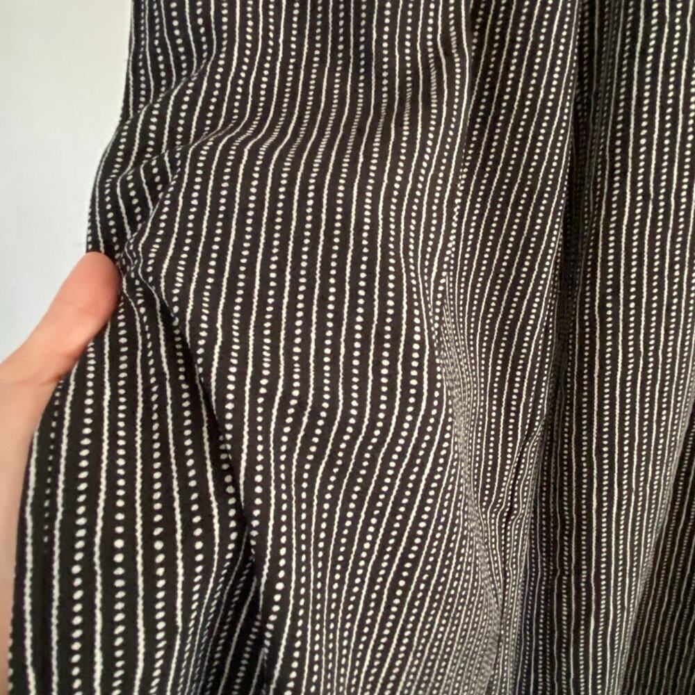 Max studio wide flared pants scrunch waist black white dots small with tie belt - Picture 5 of 7